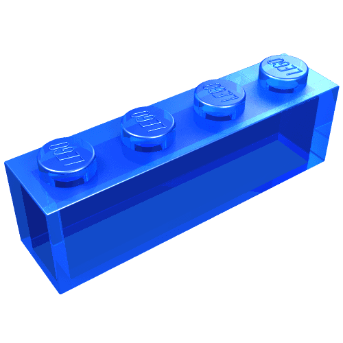 Brick 1 x 4 without Bottom Tubes em Azul escuro translúcido
