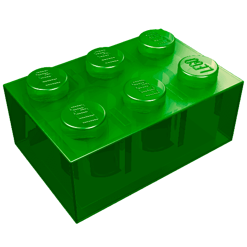 Brick 2 x 3 em Verde translúcido