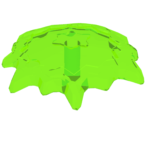 Wave / Power Burst / Flame, Shield Large with Bar End