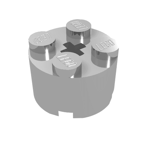 Brick Round 2 x 2 with Axle Hole em Prata cromado