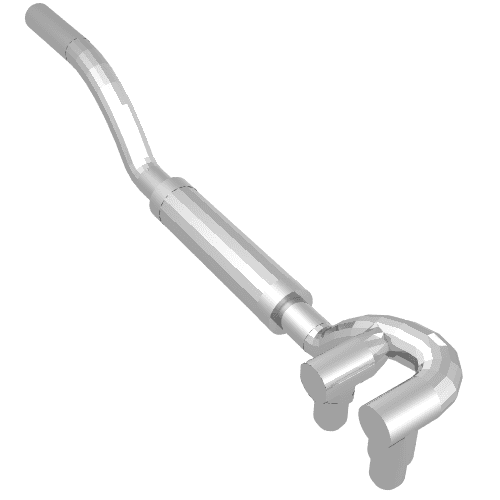 Exhaust Pipe Twin Inlet 11L Left em Prata cromado