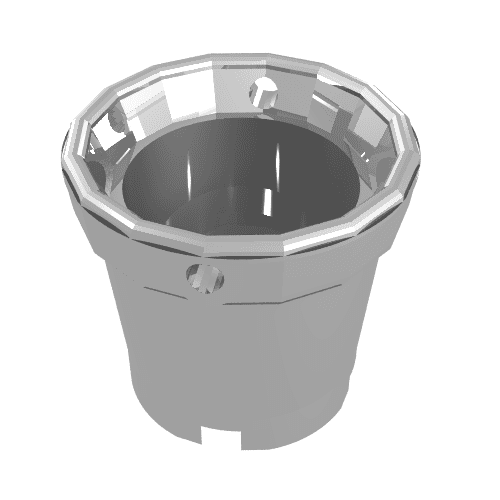 Bucket with Handle Holes and 5 Bottom Holes - Center Bottom Stud Holder em Prata cromado