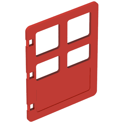 Duplo Door 1 x 4 x 4 with Four Panes em Vermelho