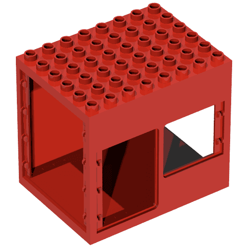 Duplo Building 6 x 8 x 6 Drive Through with Door and Window Openings em Vermelho