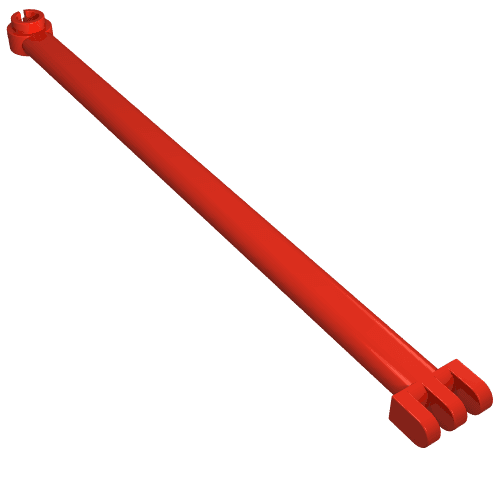 Hinge Bar 12L with 3 Fingers and Open End Stud em Vermelho