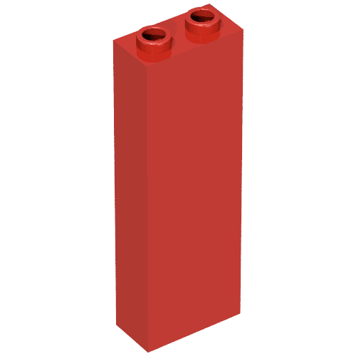 Brick 1 x 2 x 5 with Blocked Open Studs and Bottom Stud Holder with Asymmetric Ridges em Vermelho