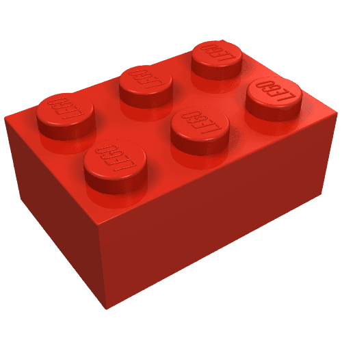 Brick 2 x 3 without Cross Supports em Vermelho