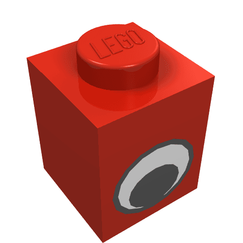 Brick 1 x 1 with Simple Eye Black and White Print em Vermelho