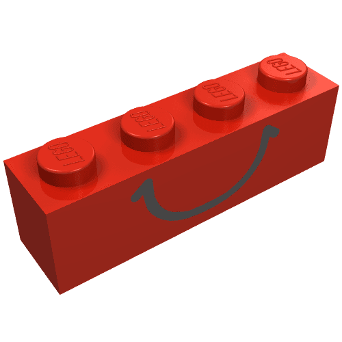 Brick 1 x 4 with Black Smile Print em Vermelho