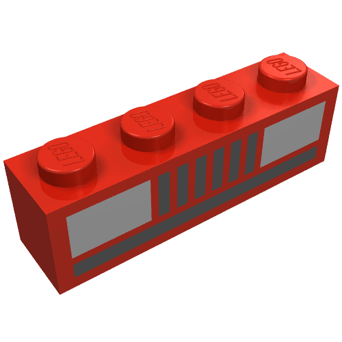 Brick 1 x 4 with Basic Car Headlights Print em Vermelho