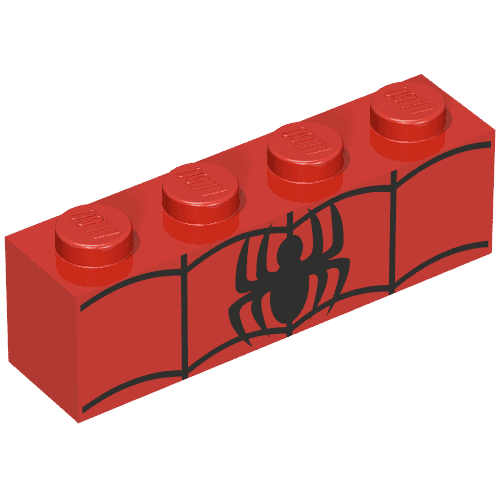 Brick 1 x 4 with Black Spider Print (Spiderman)