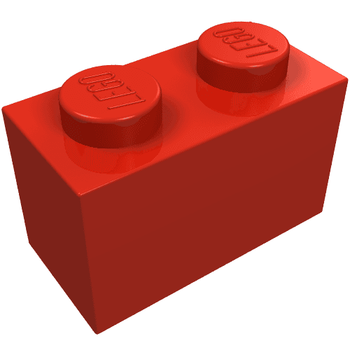 Brick 1 x 2 without Bottom Tube em Vermelho