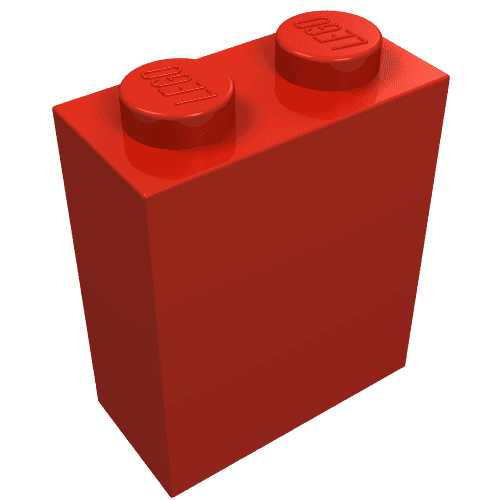 Brick 1 x 2 x 2 with Inside Axle Holder em Vermelho