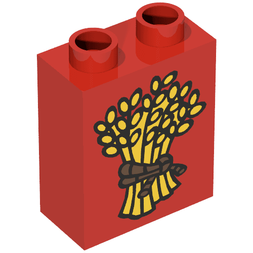 Duplo Brick 1 x 2 x 2 with Wheat and Braided Rope Print em Rosa (Duplo)
