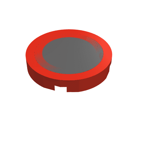 Tile Round 2 x 2 with Black Exhaust Port Print em Vermelho