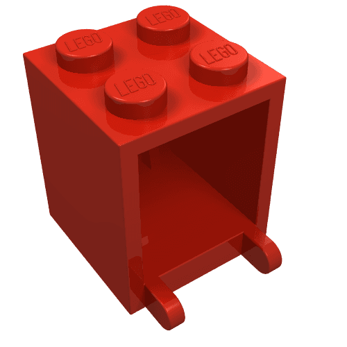Box 2 x 2 x 2 [Solid Studs] em Vermelho