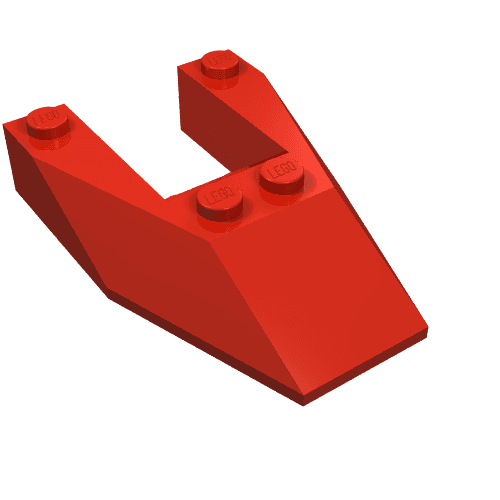 Brick Wedged, Sloped 6 x 4 Cutout, No Stud Notches em Vermelho