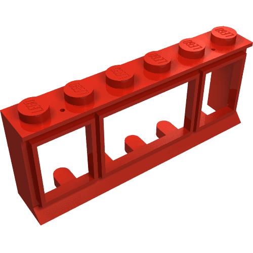 Window 1 x 6 x 2 (old type) with Extended Lip and Solid Studs, no Glass