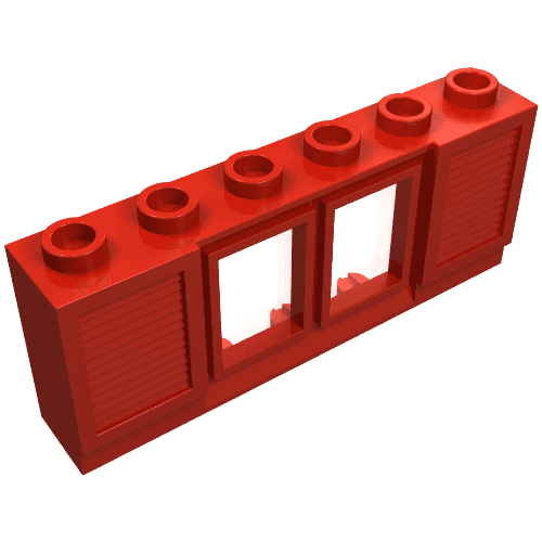 Window 1 x 6 x 2 with Shutters em Vermelho