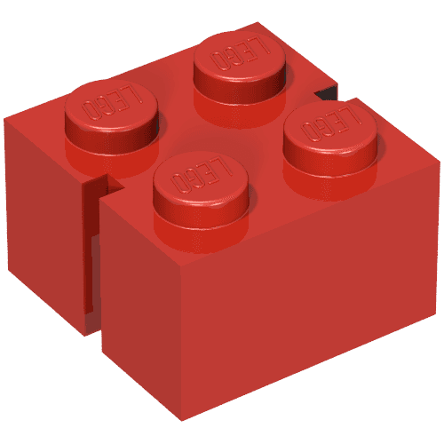Brick 2 x 2 without Bottom Tubes, Slotted (with 2 slots, opposite) em Vermelho