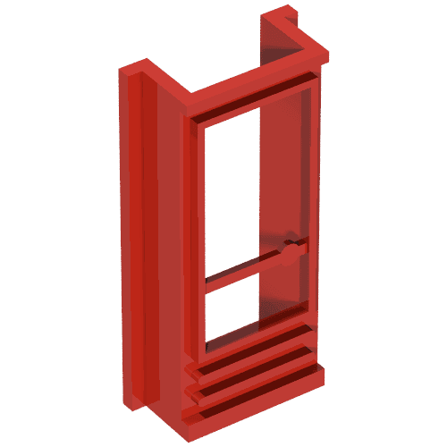 Door 1 x 2 x 4 with Glass for Slotted Bricks em Vermelho