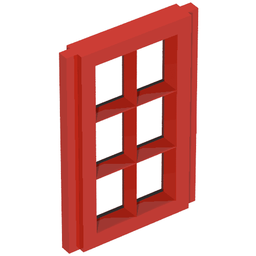 Window Pane 1 x 2 x 3 for Slotted Bricks em Vermelho