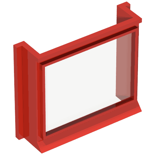 Window 1 x 4 x 3 with Glass for Slotted Bricks em Vermelho