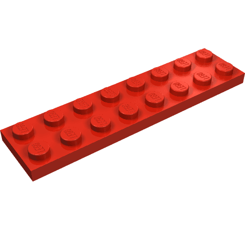 Plate 2 x 8 with Waffle Bottom em Vermelho