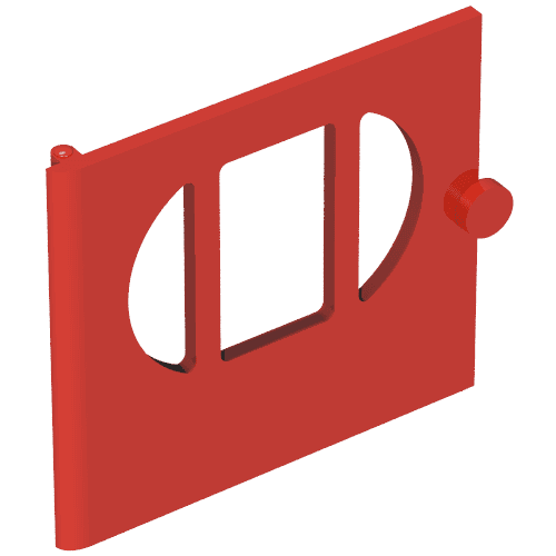 Fabuland, Door with Oval Pane in 3 Sections em Vermelho