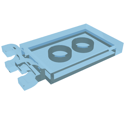 Tile Special 2 x 3 with 2 Clips [Thick U Clips] em Azul claro translúcido