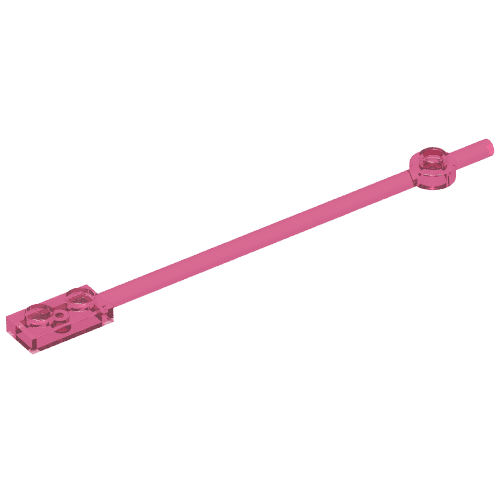 Bar 1 x 12 with 1 x 2 Plate End with Solid Studs and 1 x 1 Round Plate End em Rosa escuro translúcido