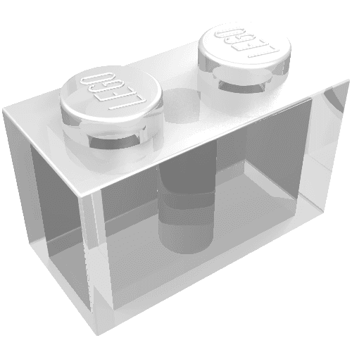 Brick 1 x 2 em Transparente