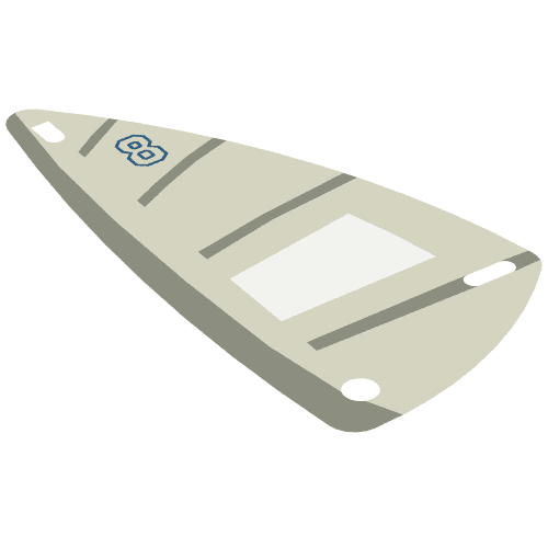 Sail, Triangular, 6 x 12 with Blue 8, Horizontal Gray Stripes, Vertical Gray Stripe Print