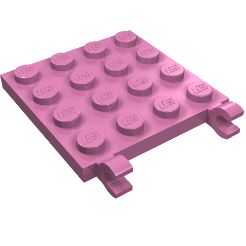 Plate Special 4 x 4 with Clips Horizontal (thick open O clips) em Rosa escuro