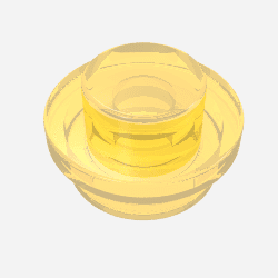 Plate Round 1 x 1 with Solid Stud em Amarelo neon translúcido