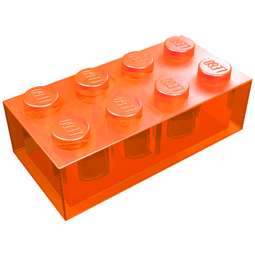 Brick 2 x 4 em Laranja neon translúcido