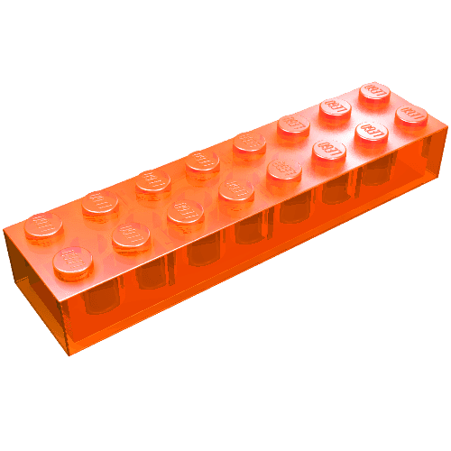 Brick 2 x 8 em Laranja neon translúcido