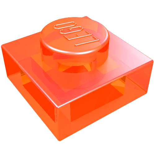 Plate 1 x 1 em Laranja neon translúcido