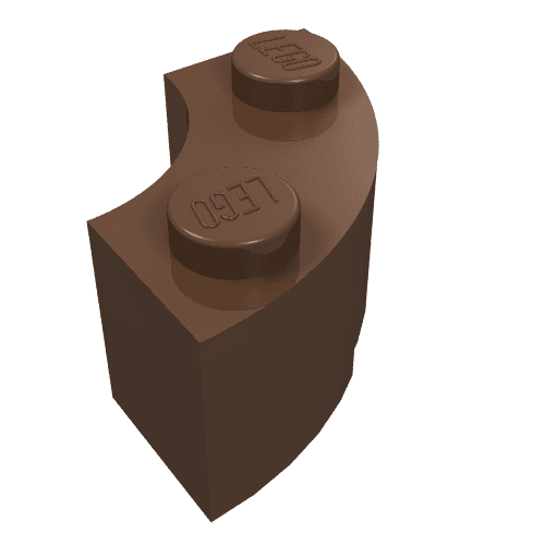 Brick Round Corner 2 x 2 Macaroni with Stud Notch em Marrom