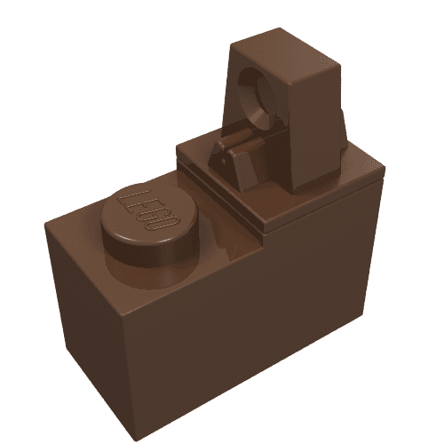 Hinge Brick 1 x 2 Locking with Single Finger On Top em Marrom