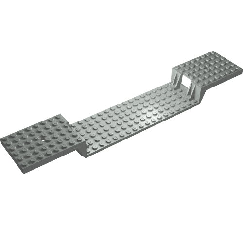 Vehicle Base, Train 6 x 34 Split-Level with Bottom Tubes em Cinza claro