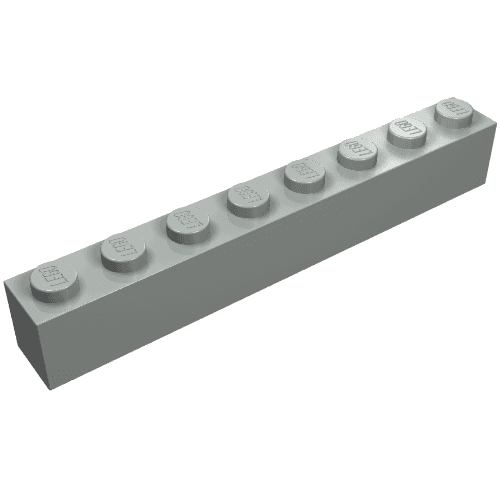 Brick 1 x 8 with Bottom Tubes and 3 Lowered Cross Supports em Cinza claro