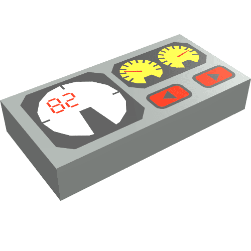 Tile 1 x 2 with Red 82, Yellow and White Gauges Print em Cinza claro