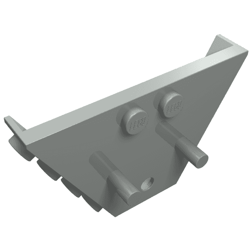 Panel, Trapezoid, Tipper End Flat with Pins, 1 x 2 Anti-studs em Cinza claro