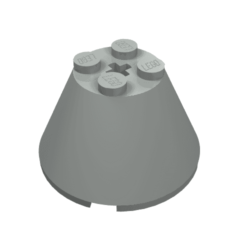 Cone 4 x 4 x 2, Axle Hole [Plain] em Cinza claro