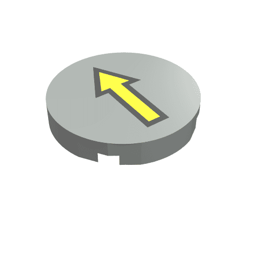 Tile Round 2 x 2 with Yellow Arrow with Black Border Print em Cinza claro