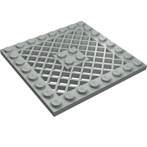 Plate Special 8 x 8 with Grille [No Hole in Center] em Cinza claro