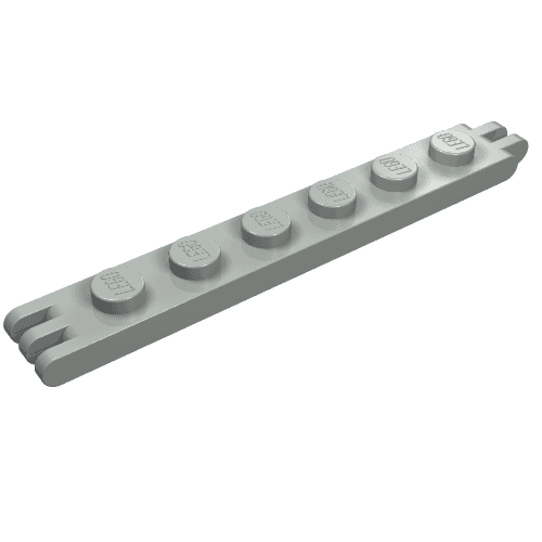 Hinge Plate 1 x 6 with 2 and 3 Fingers On Ends em Cinza claro