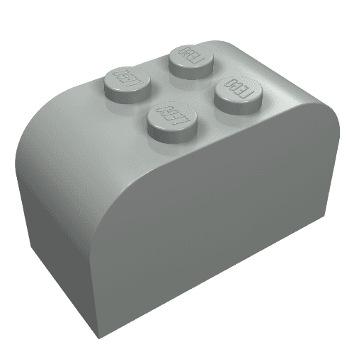 Brick Curved 2 x 4 x 2 Double [Plain] em Cinza claro