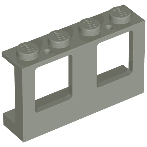 Window 1 x 4 x 2 Plane, Solid Studs em Cinza claro